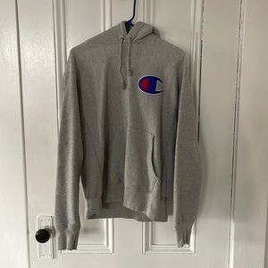 Heavy grey Champion hoodie.